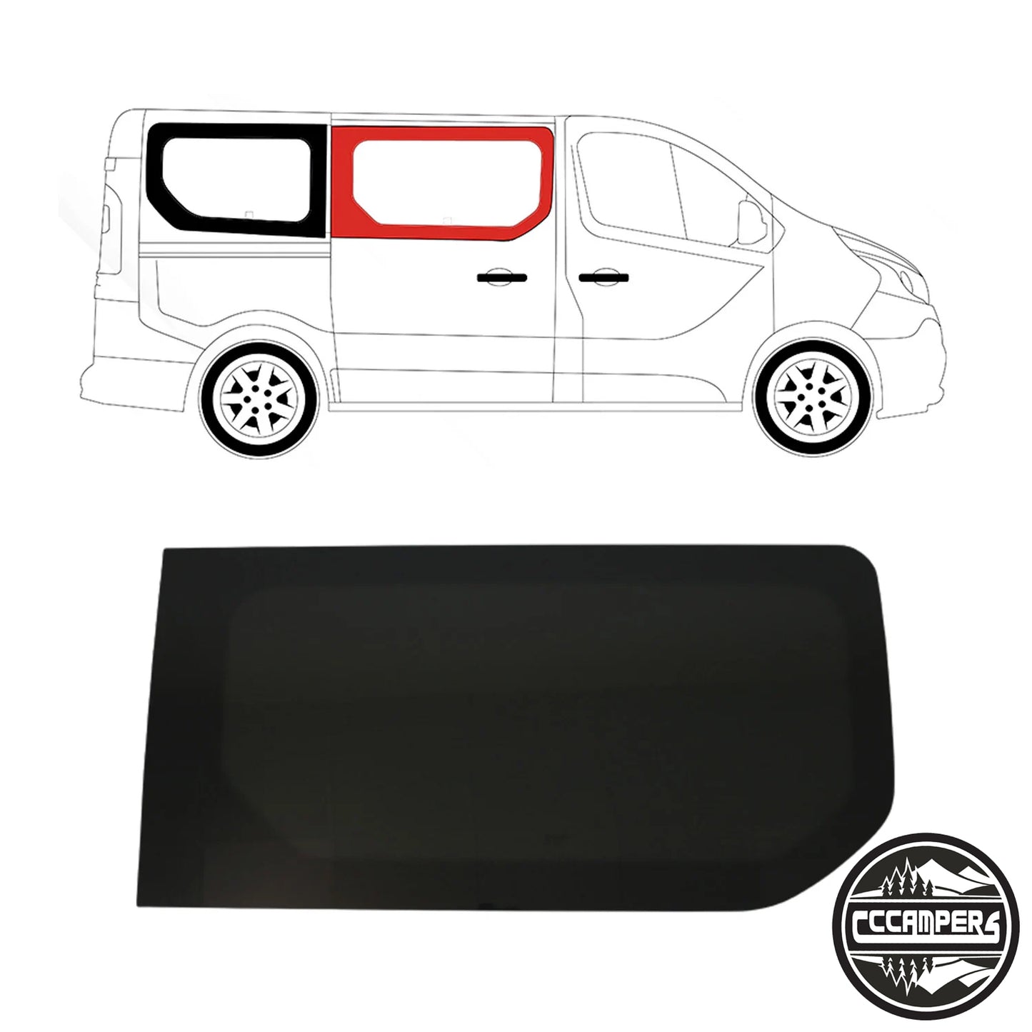 New Shape Renault Trafic, Nissan NV300, Fiat Talento or (Vauxhall Vivaro 2014 - 2018 X82) Glass Window Fully fitted - cccampers.myshopify.com